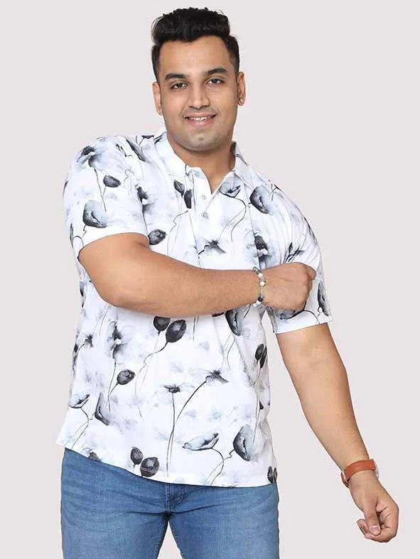 Special Price Men Plus Size Happy Flower Digital Printed Polo Collar T-shirt