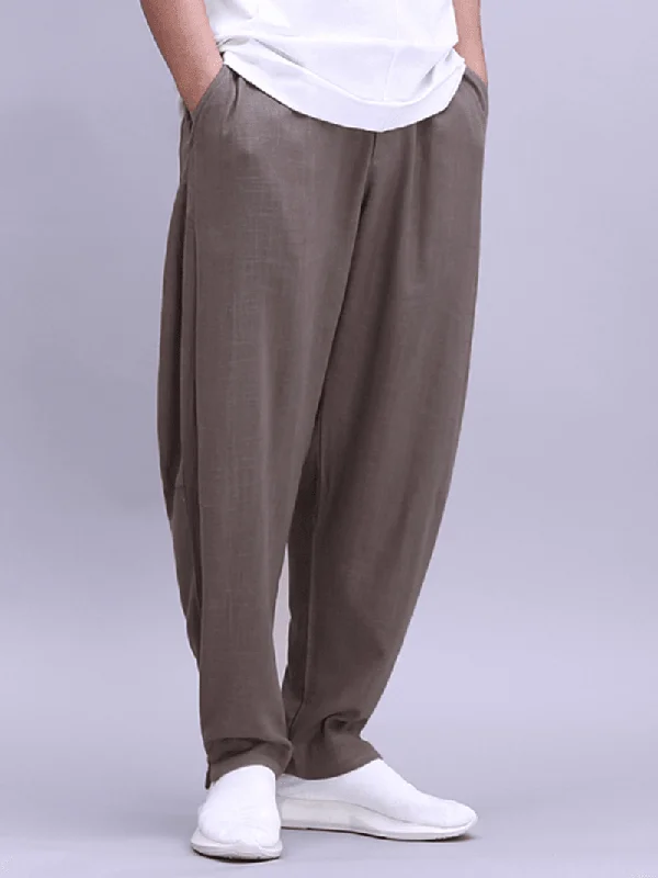 Steal Deal Mens Cotton Lightweight Breathable Wide Leg Loose Yoga Casual Pants