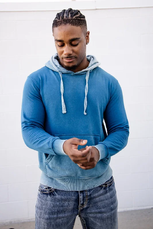 Weekend Offers That Delight Mineral Wash Hoodie for Men in Blue | 708MW-BLUE