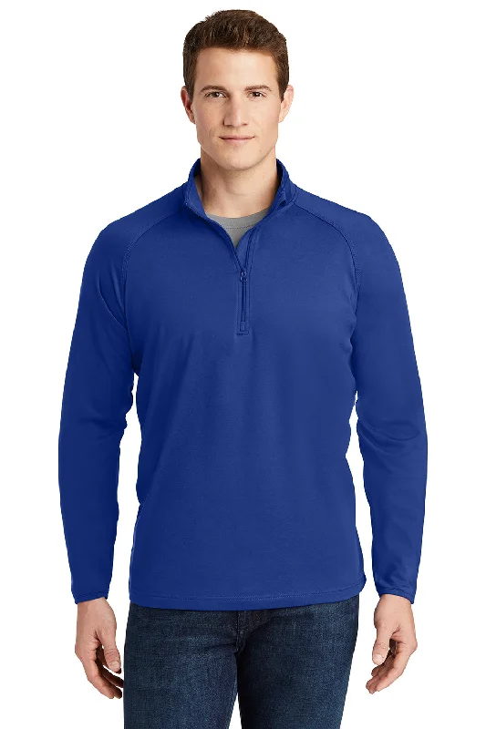 Super Discount Sport-Tek Mens Sport-Wick Moisture Wicking 1/4 Zip Sweatshirt - True Royal Blue