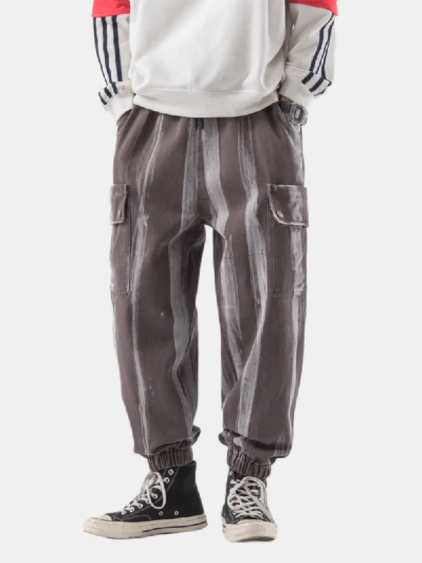 The Best Prices Mens Fashion Multi Pockets Elastic Waist Casual Straight Pants