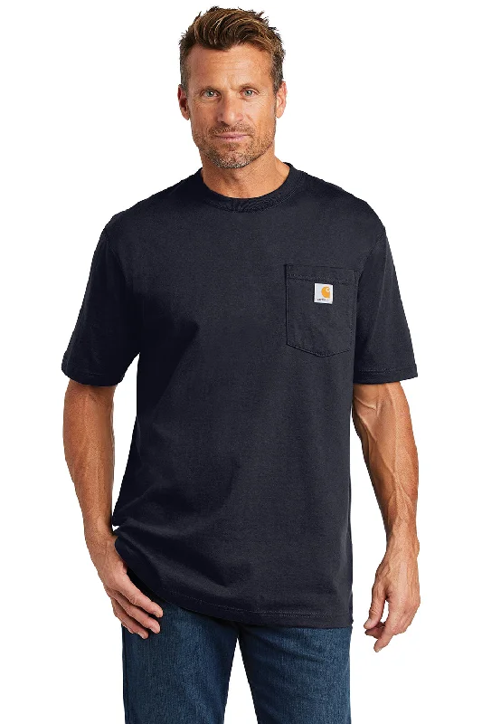 Take Advantage Carhartt Mens Workwear Short Sleeve Crewneck T-Shirt w/ Pocket - Navy Blue