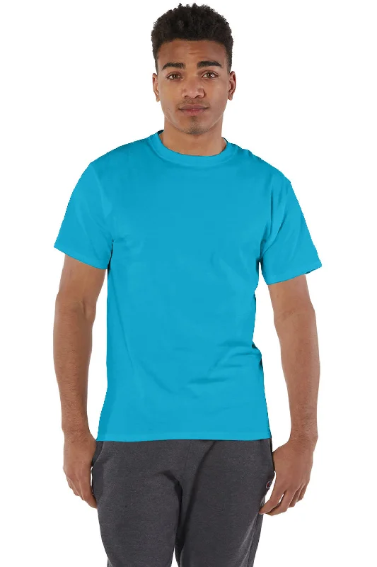 Final Offer Champion Mens Short Sleeve Crewneck T-Shirt - Tempo Teal Blue - Closeout