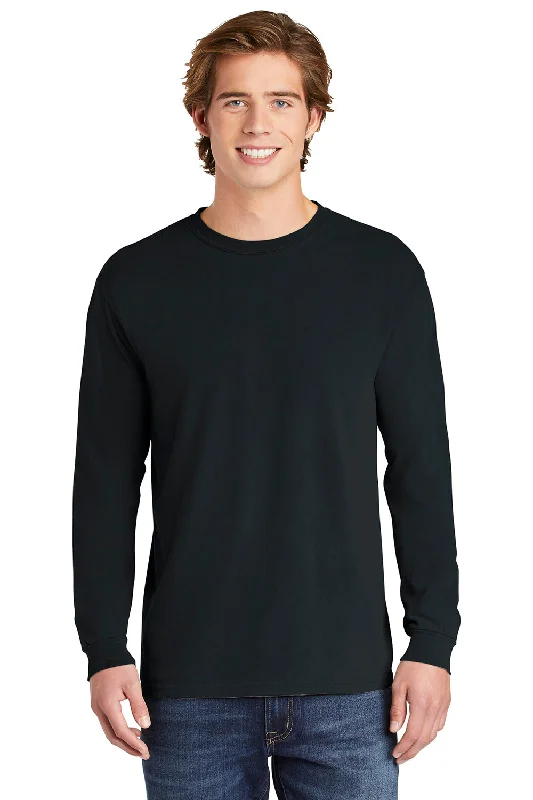 Steals and Deals Comfort Colors Mens Long Sleeve Crewneck T-Shirt - Black