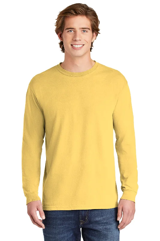 Special Price Comfort Colors Mens Long Sleeve Crewneck T-Shirt - Butter Yellow