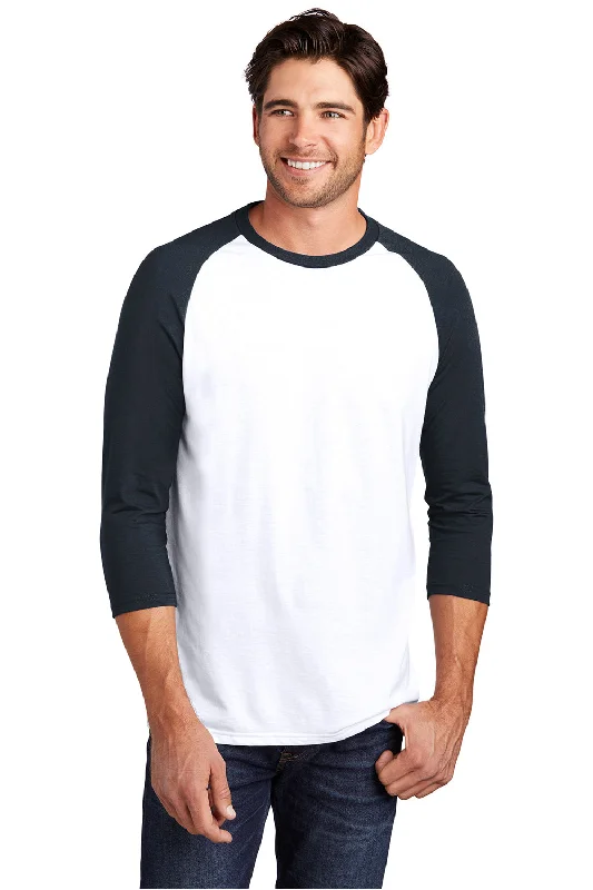 Special Discount District Mens Perfect Tri 3/4 Sleeve Crewneck T-Shirt - White/New Navy Blue Special Discount District Mens Perfect Tri 3/4 Sleeve Crewneck T-Shirt - White/New Navy Blue