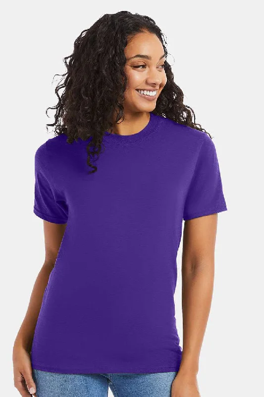 Unwind with Weekend Discounts Hanes Mens Beefy-T Short Sleeve Crewneck T-Shirt - Purple