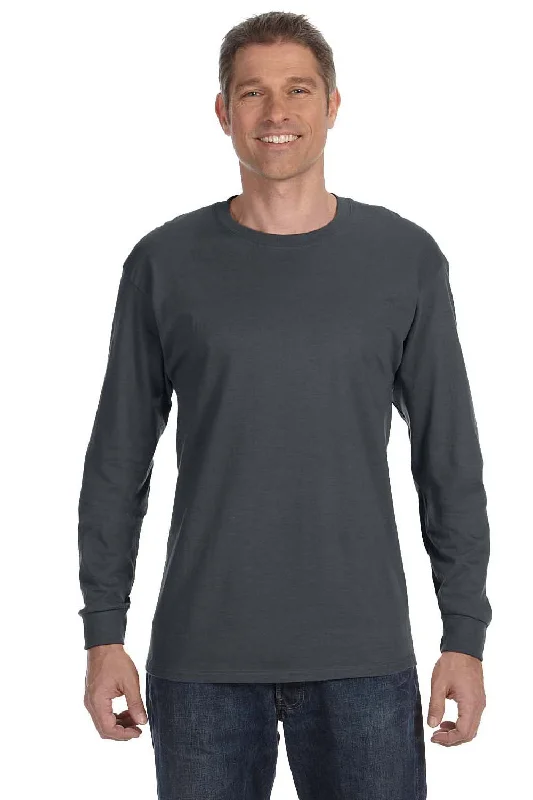Flash Deal Jerzees Mens Dri-Power Moisture Wicking Long Sleeve Crewneck T-Shirt - Charcoal Grey