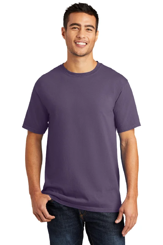Price Smash Port & Company Mens Beach Wash Short Sleeve Crewneck T-Shirt - Vintage Plum Purple
