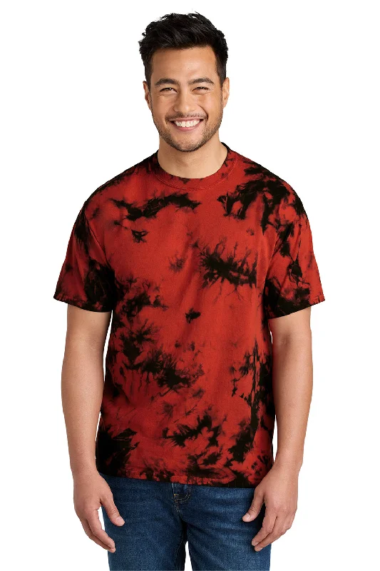 Extra Savings Port & Company Mens Crystal Tie-Dye Short Sleeve Crewneck T-Shirt - Black/Red