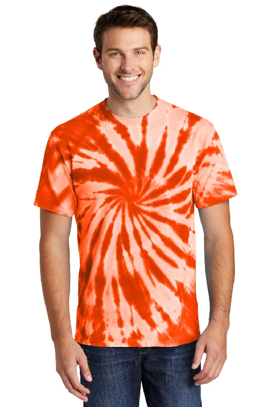 Weekend Deals to Make You Smile Port & Company Mens Tie-Dye Short Sleeve Crewneck T-Shirt - Orange