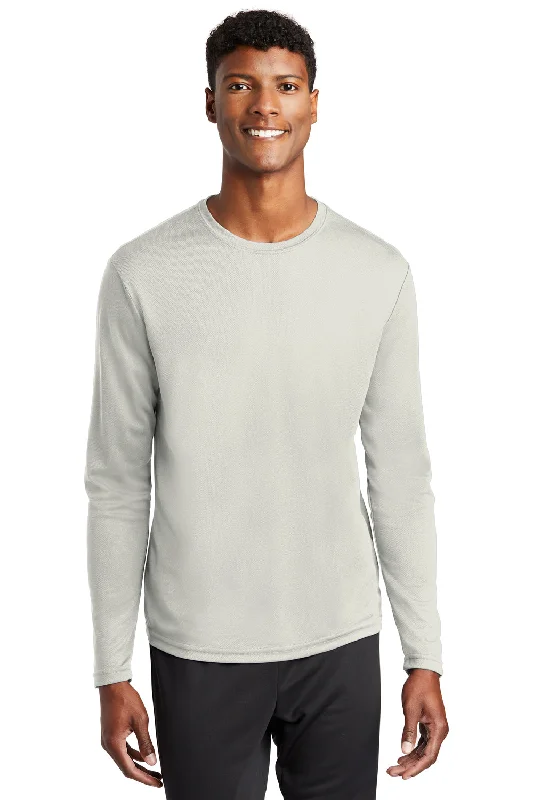 Flash Sale Sport-Tek Mens RacerMesh Moisture Wicking Long Sleeve Crewneck T-Shirt - Silver Grey Flash Sale Sport-Tek Mens RacerMesh Moisture Wicking Long Sleeve Crewneck T-Shirt - Silver Grey